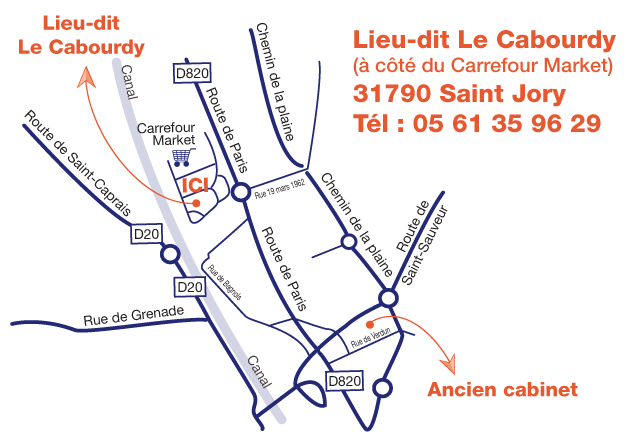 Plan d'accès au cabinet dentaire à Saint-Jory près de Toulouse